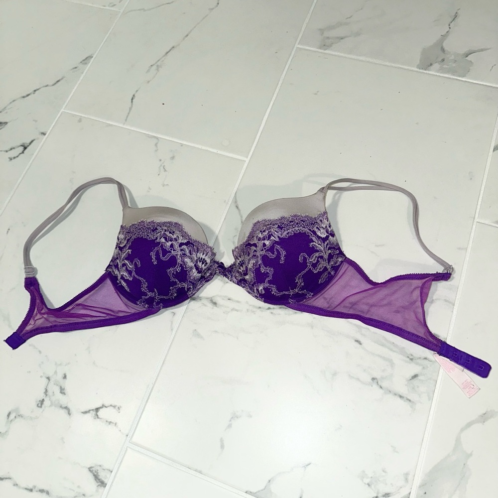 Victoria's Secret Purple and Gray Lace Push-Up Bra
